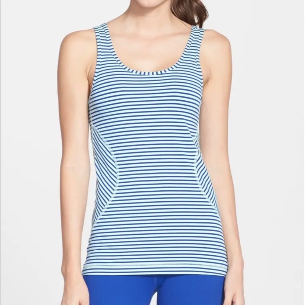 Zella Blue Double Scoop Ocean Stripe Tank